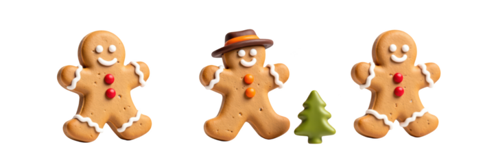 Gingerbread cookies with festive decorations, including tree, evoke cheerful holiday spirit