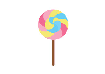 Colorful spiral lollipop on white. Graphic element. Background is plain