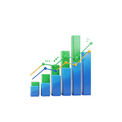 Bar graph showing business growth and success isolated on transparent background