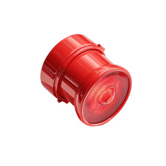 Red cylindrical light, possibly a taillight or indicator, with a circular lens.  Shiny, smooth finish.  3D rendered, isolated against black