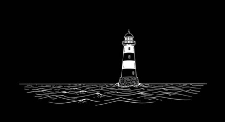 Minimalistic lighthouse illustration