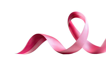 Pink ribbon, subtly textured, flowing design against a black background