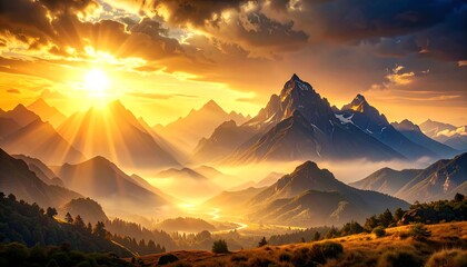 Majestic mountain range at sunrise (1)