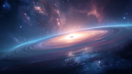 Vast Spiral Galaxy with Glowing Nebula and Starry Expanse