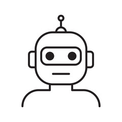 Robot Head Outline Icon. Artificial Intelligence, chat bot