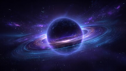 Obraz premium Hypnotic Galaxy Swirls Around a Mysterious Celestial Body