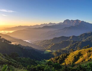 Majestic Mountain Landscape with Golden Sunrise | Scenic Beauty