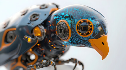 Futuristic Mechanical Bird Closeup