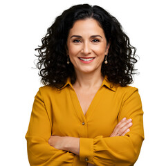 Confident woman smiling with arms crossed