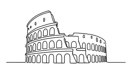 Plakat Minimalist linear drawing of the iconic roman colosseum in rome