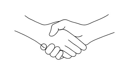 Simple line art of a handshake symbolizing partnership and agreement
