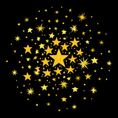 An explosive cluster of golden stars, a festive and celebratory element perfect for success and achievement themes.
