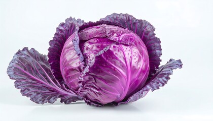 Obraz premium Fresh Purple Red Cabbage Vegetable Isolated on White Background for Healthy Cooking
