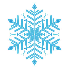 Graceful and elegant blue snowflake design, a classic symbol of winter for seasonal holiday-themed projects and artwork.
