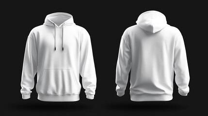 White hoodie template clothing mock-up. Front view and back view design. Apparel presentation and casual wear