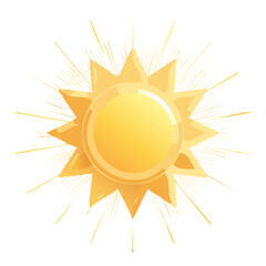 Stylized sun with rays, a simple weather icon for a casual mobile Game