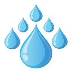 Blue water drops in a cluster, a weather effect for a casual farming or environmental simulation Game