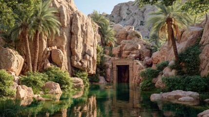 Obraz premium Desert oasis with a hidden pool