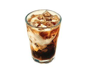 Iced coffee drink in a glass.  Creamy, rich, and cool