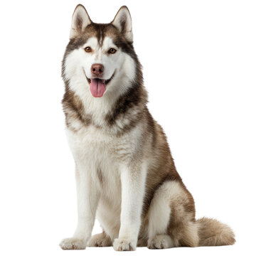 A husky dog is sitting on transparent background
