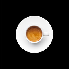 Coffee Cup Top View Isolated on Black Background
