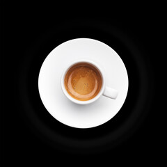 Coffee Cup Top View Isolated on Black Background