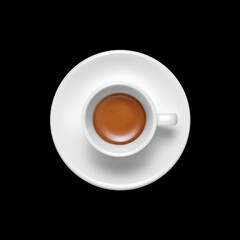 Coffee Cup Top View Isolated on Black Background