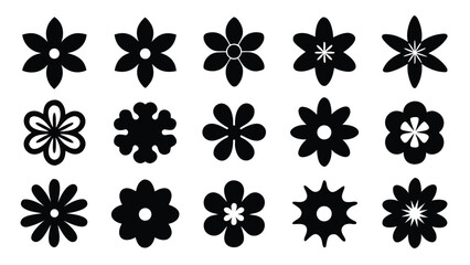 Collection of Black Flower Silhouettes floral bloom