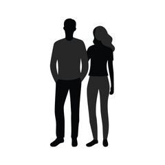 Couple standing together dark silhouettes vector