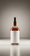 Naklejka premium A bottle of brown liquid with a dropper and blank label for product mockup.