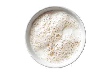 Foamy Milk Cup Top View Isolated on White Background