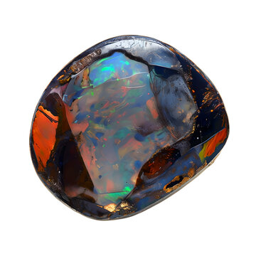 Black opal or black kalimaya isolated on transparent background