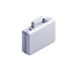 Isometric silver briefcase isolated on transparent background for business and office use