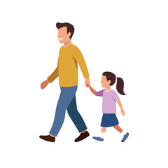 Father and daughter walking hand in hand holding hands family
