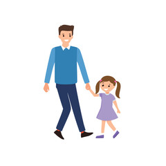 Father and daughter walking hand in hand holding hands family