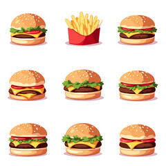 hamburger and fries