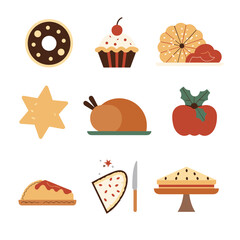 fast food icons set