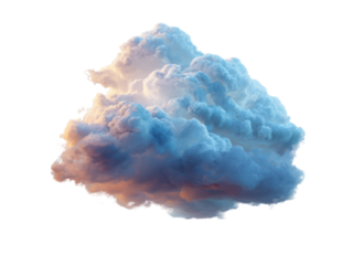 Cumulus cloud formation with dramatic lighting and pink orange hues against black background weather, Isolated, Png Transparent Background
