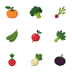 set of fruits and vegetables