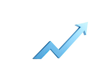 Light blue, 3D, upward-trending arrow graphic