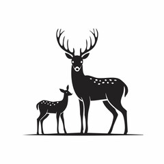 Fototapeta premium Majestic stag with fawn spotted pattern deer antlers