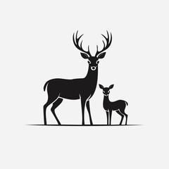Fototapeta premium Majestic stag and fawn standing together deer antlers