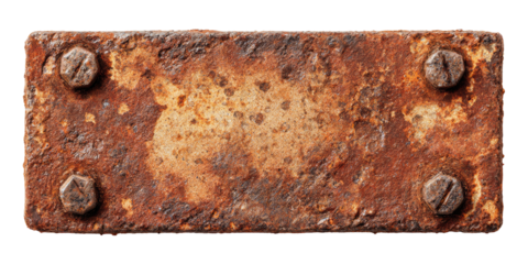 Rusted metal plate with bolts
