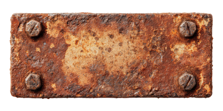 Rusted metal plate with bolts