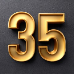 Obraz premium Bold golden number 35 on a dark textured background for elegant design elements