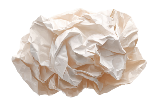 Crinkled off-white paper ball