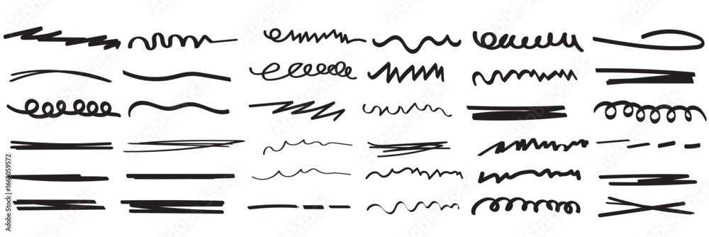 Canvas Prints red line pen strokes, shapes, highlight underline lines isolated on white background. simple charcoa