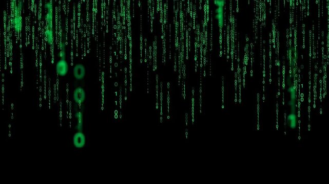Dynamic digital rain streams data in a futuristic matrix style code stream, high tech background - Powered by Adobe