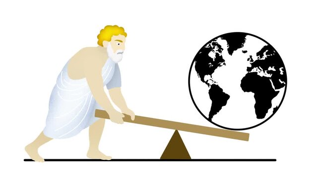 motion of physics and history, Greek mathematician Archimedes, The lever is long enough and the center point to place and to move the world, A lever is a simple machine consisting of a beam