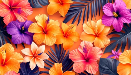 Vibrant Hibiscus Tropical Flowers.